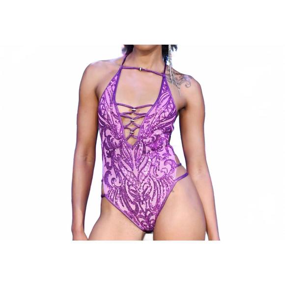 NEW GYV ME BODY sultry bodysuit in lavender - Picture 1 of 2